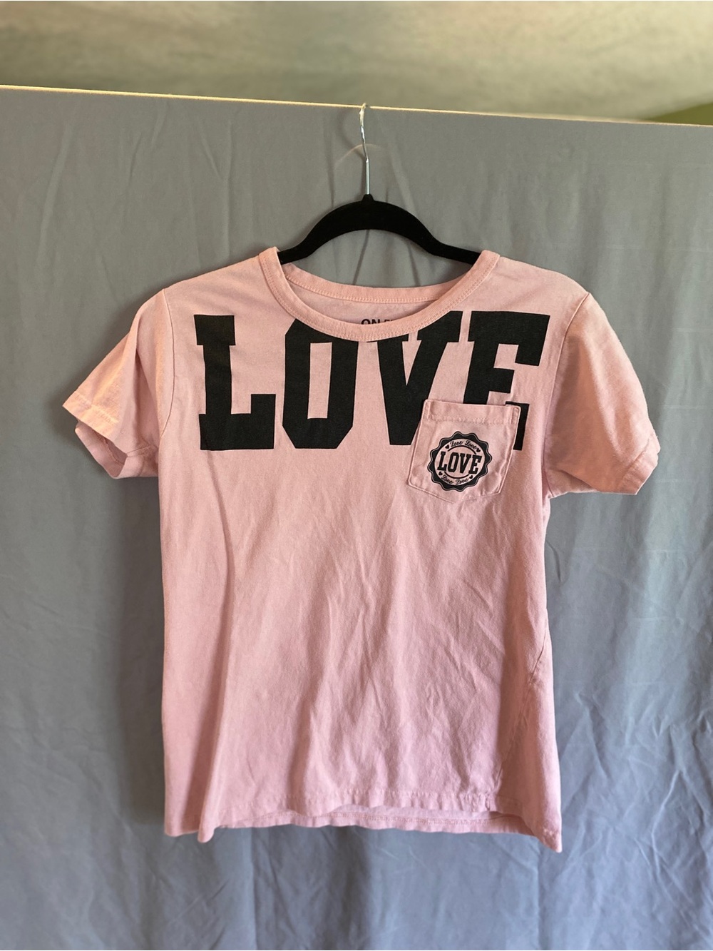 On Fire Pink Tee with Black LOVE Graphic and Pocket